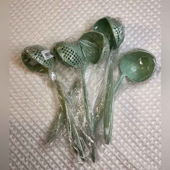 Ladle Plastic Green Purple 2PC Skimmer Spoon Filter Strainer Soup Spoons Random - Picture 4 of 6